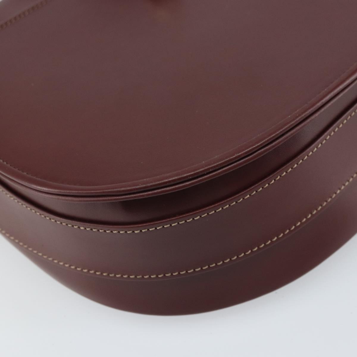 CARTIER Must Line Shoulder Bag Leather Bordeaux Gold Auth 170290