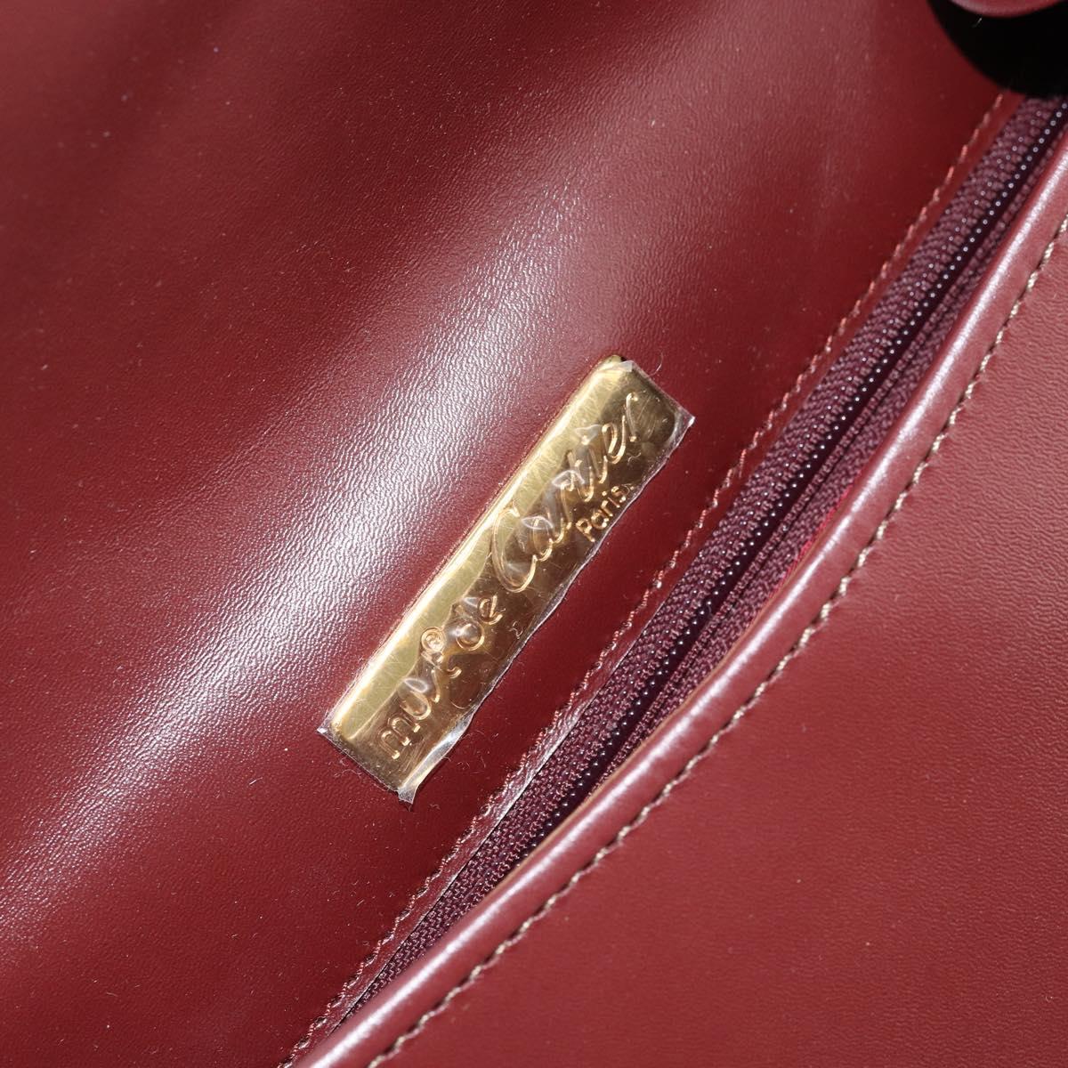 CARTIER Must Line Shoulder Bag Leather Bordeaux Gold Auth 170290