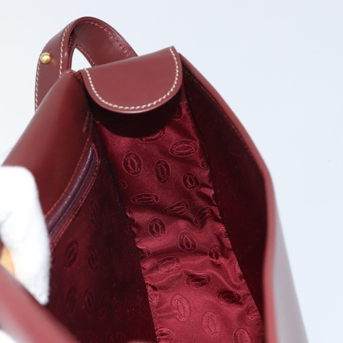 CARTIER Must Line Shoulder Bag Leather Bordeaux Gold Auth 170290