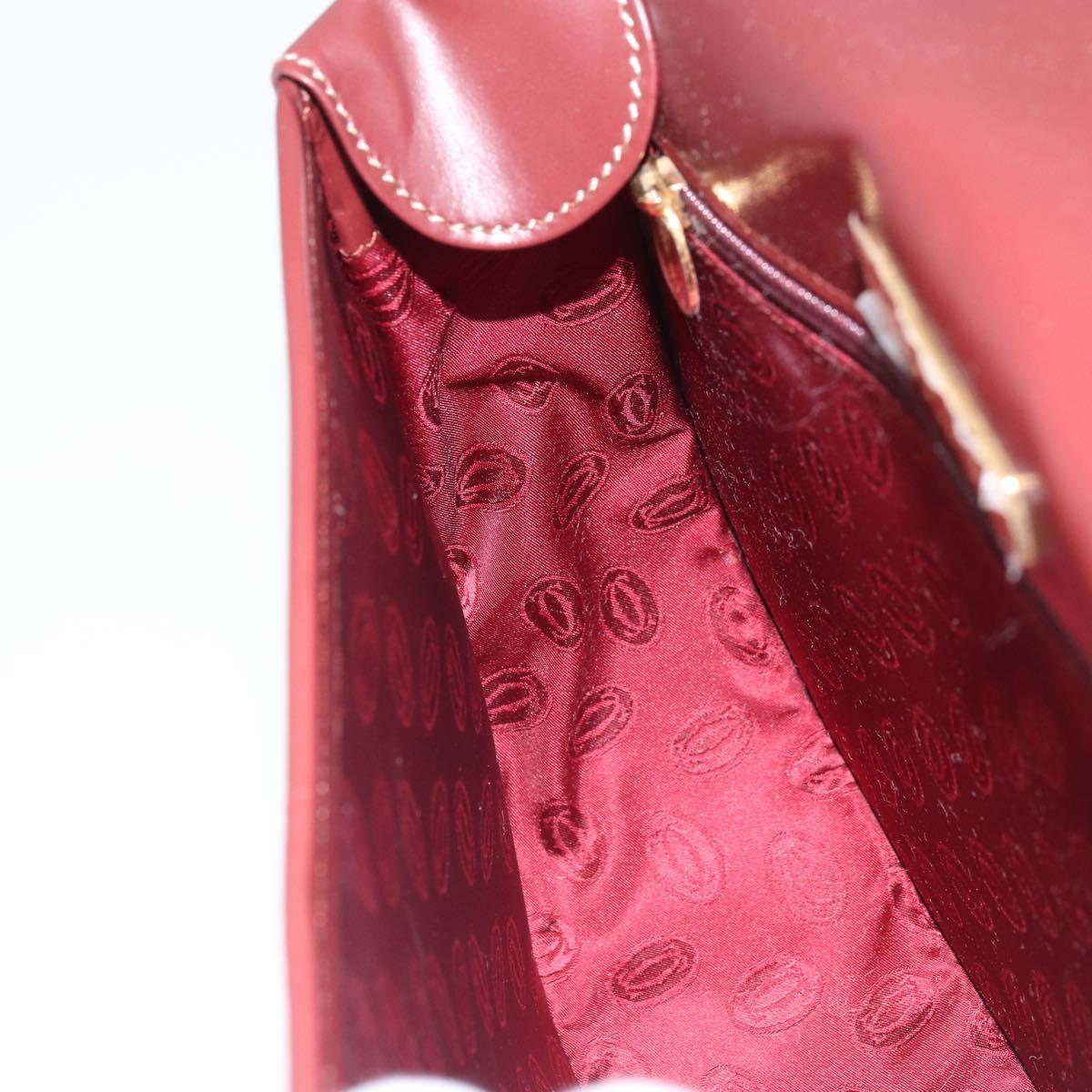 CARTIER Must Line Shoulder Bag Leather Bordeaux Gold Auth 170290