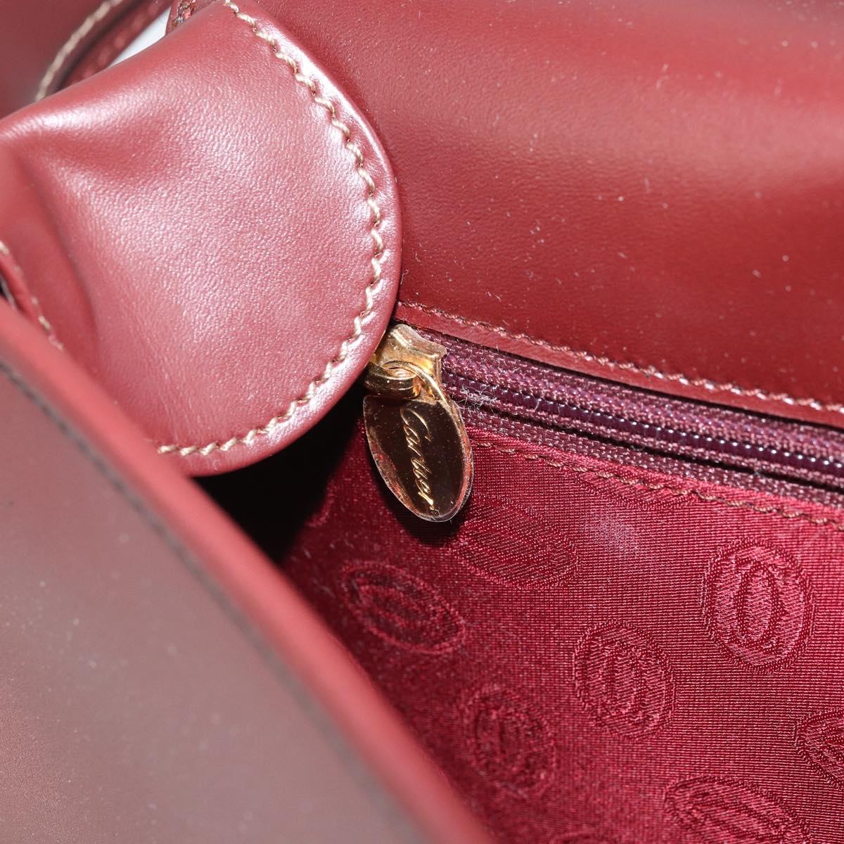 CARTIER Must Line Shoulder Bag Leather Bordeaux Gold Auth 170290