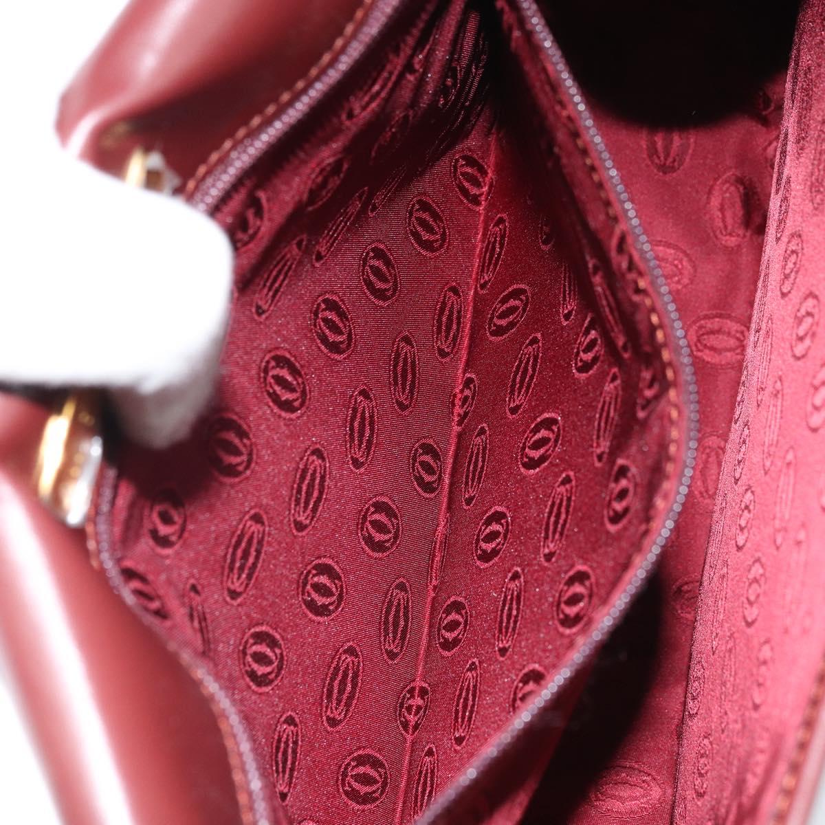 CARTIER Must Line Shoulder Bag Leather Bordeaux Gold Auth 170290