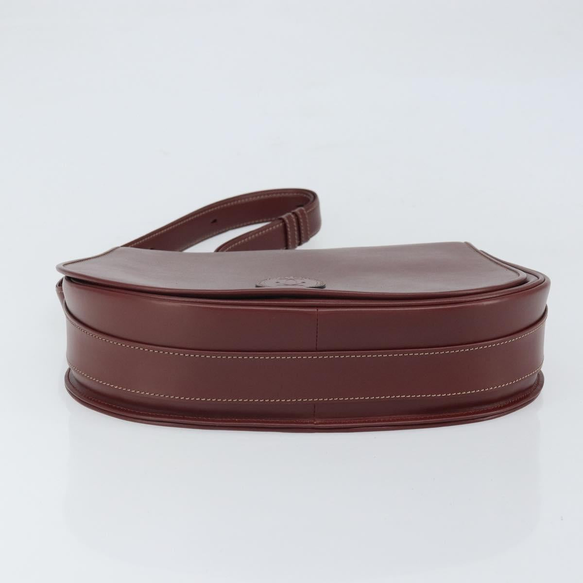 CARTIER Must Line Shoulder Bag Leather Bordeaux Gold Auth 170290