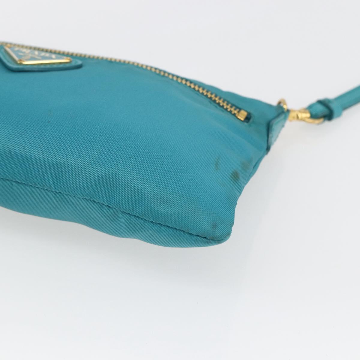 PRADA Shoulder Bag Nylon Light Blue Gold Auth 170291