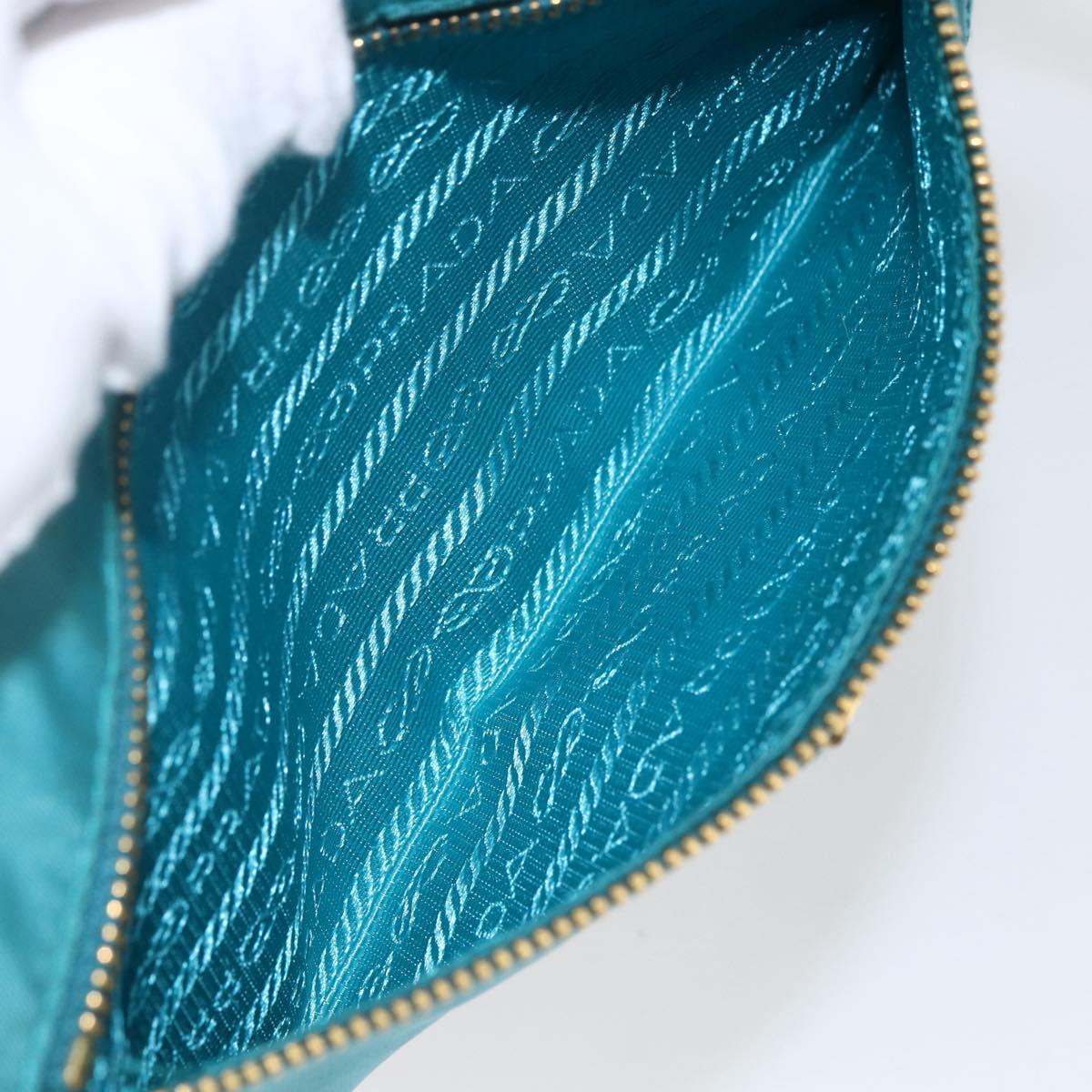 PRADA Shoulder Bag Nylon Light Blue Gold Auth 170291