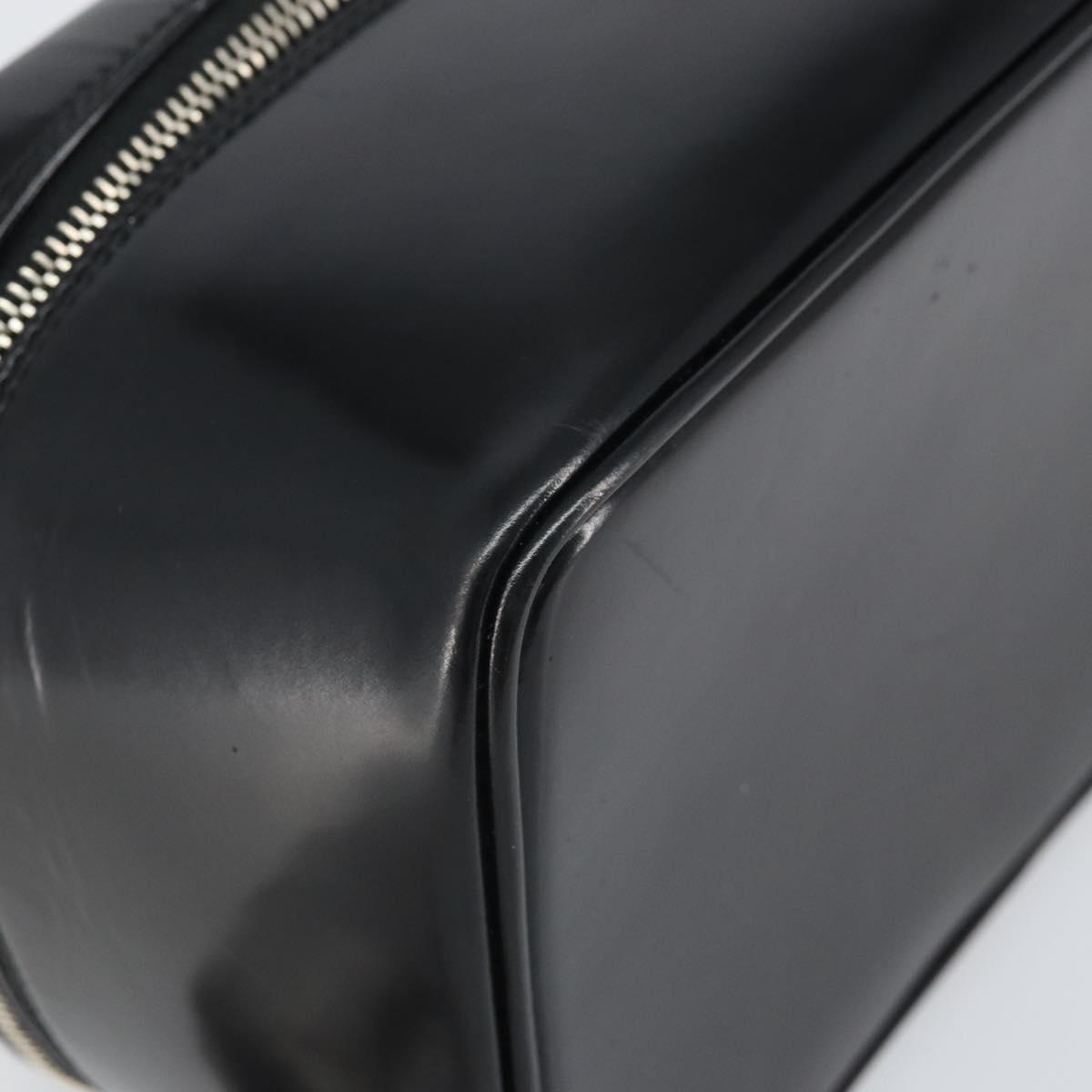 GUCCI Vanity Hand Bag Patent leather Black Silver 032 1956 0150 Auth 170292
