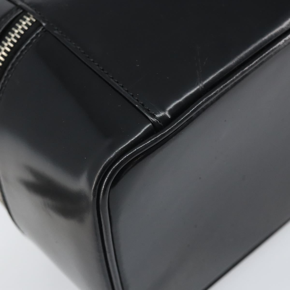 GUCCI Vanity Hand Bag Patent leather Black Silver 032 1956 0150 Auth 170292