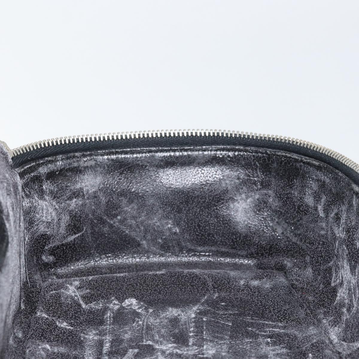 GUCCI Vanity Hand Bag Patent leather Black Silver 032 1956 0150 Auth 170292