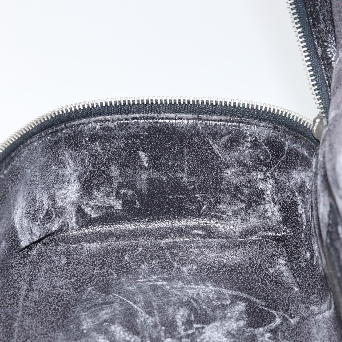 GUCCI Vanity Hand Bag Patent leather Black Silver 032 1956 0150 Auth 170292