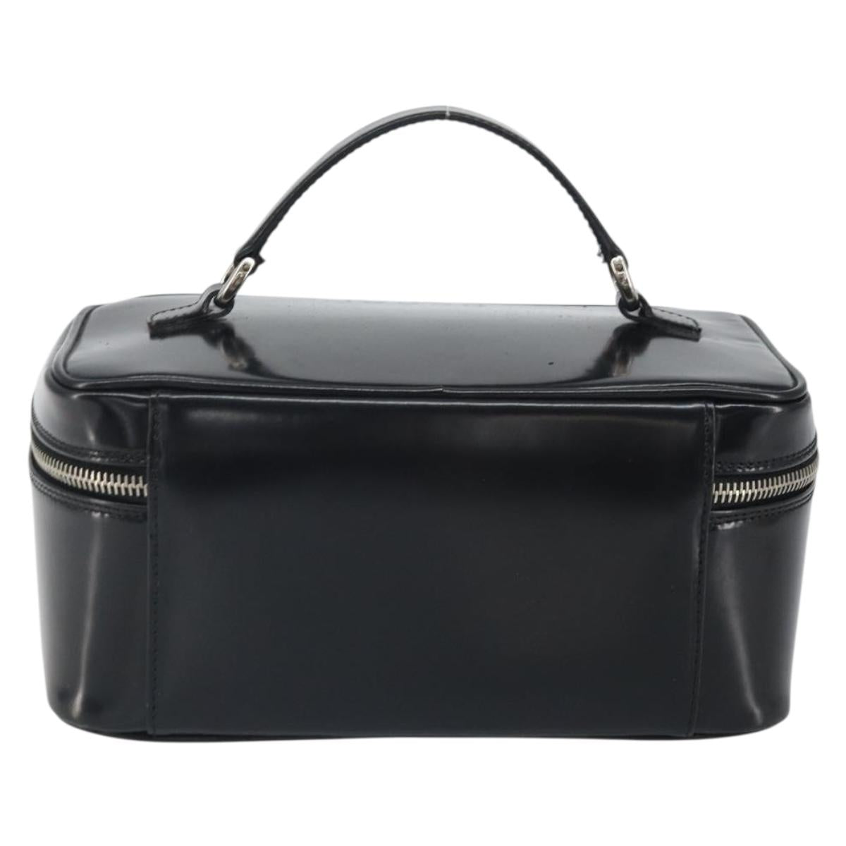 GUCCI Vanity Hand Bag Patent leather Black Silver 032 1956 0150 Auth 170292