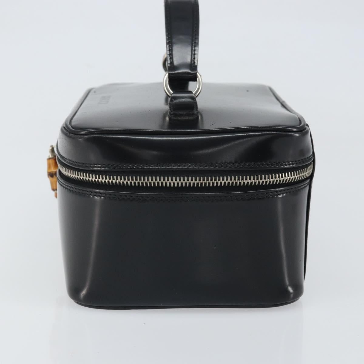 GUCCI Vanity Hand Bag Patent leather Black Silver 032 1956 0150 Auth 170292