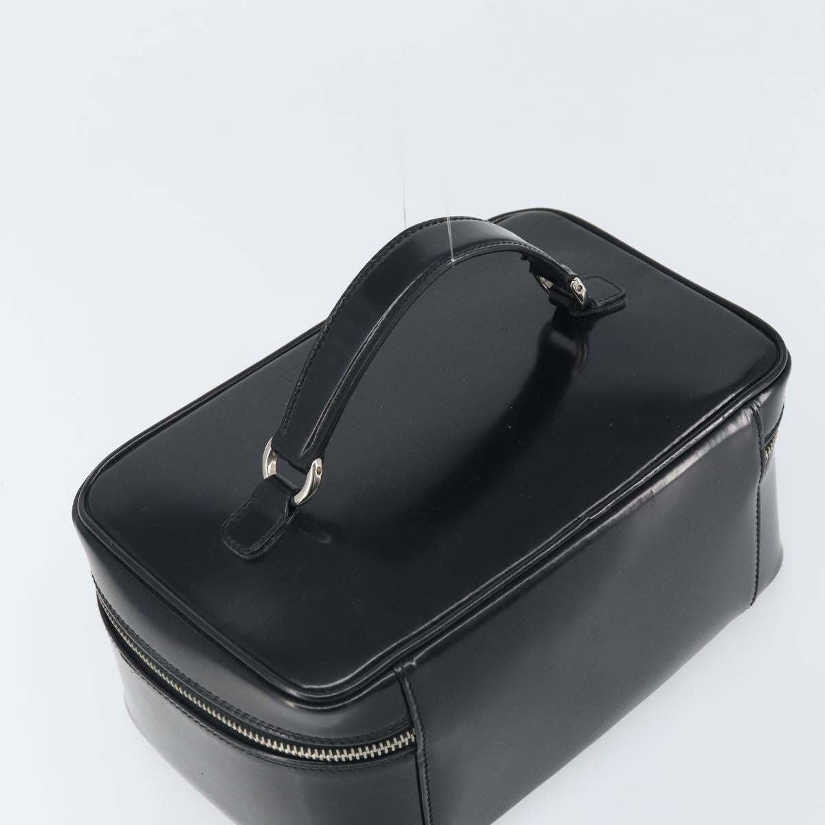 GUCCI Vanity Hand Bag Patent leather Black Silver 032 1956 0150 Auth 170292
