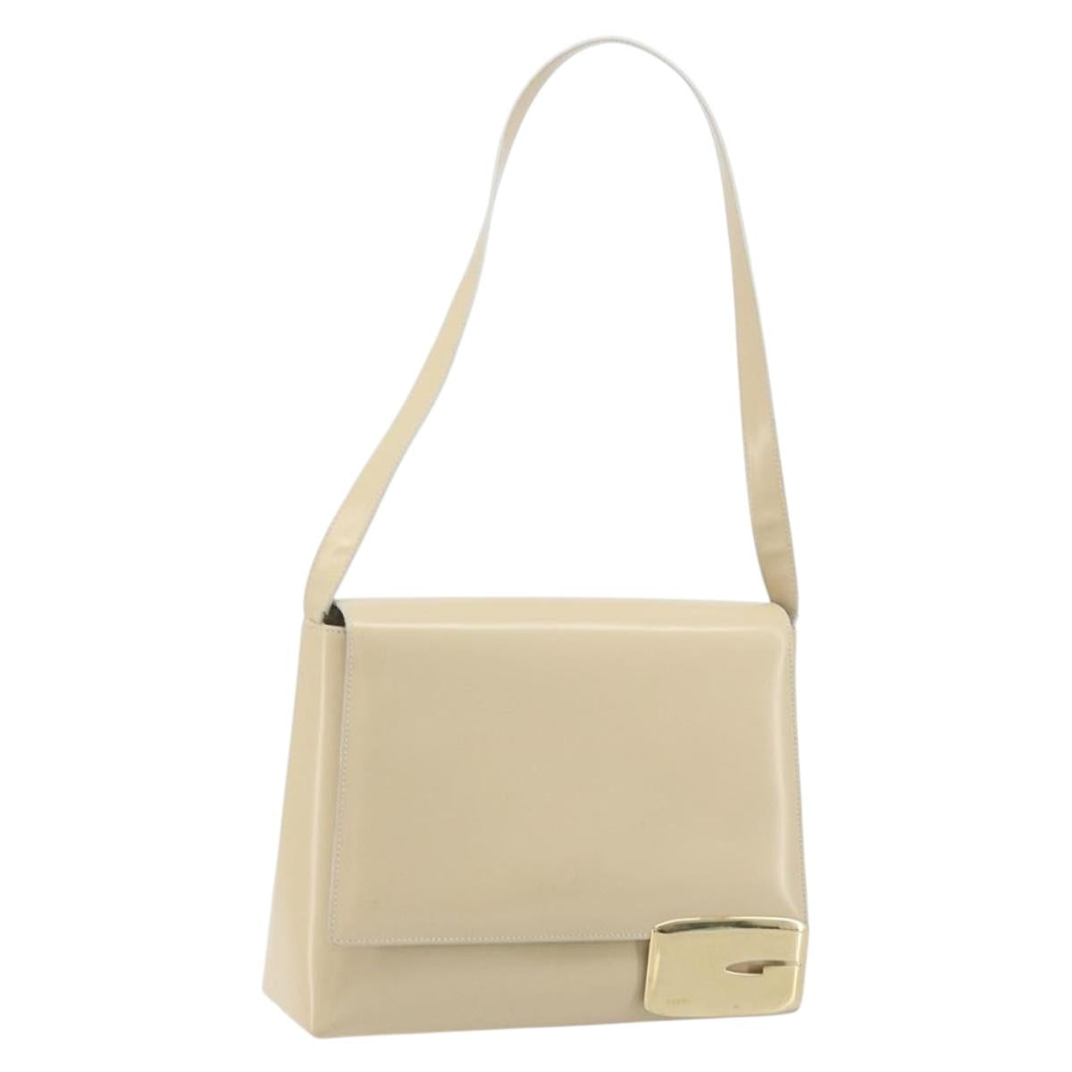 GUCCI Shoulder Bag Patent leather Ivory Gold 001 3444 1812 Auth 170293