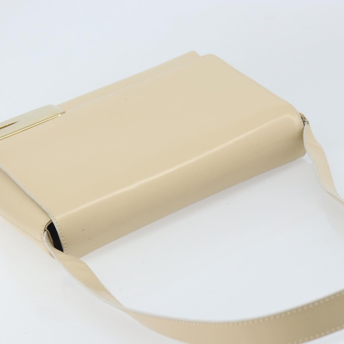 GUCCI Shoulder Bag Patent leather Ivory Gold 001 3444 1812 Auth 170293