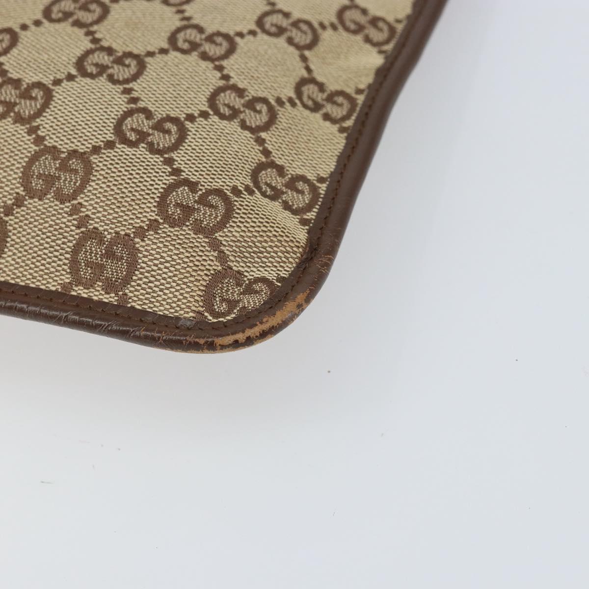 GUCCI GG Canvas Shoulder Bag Beige Silver 27639 Auth 170299