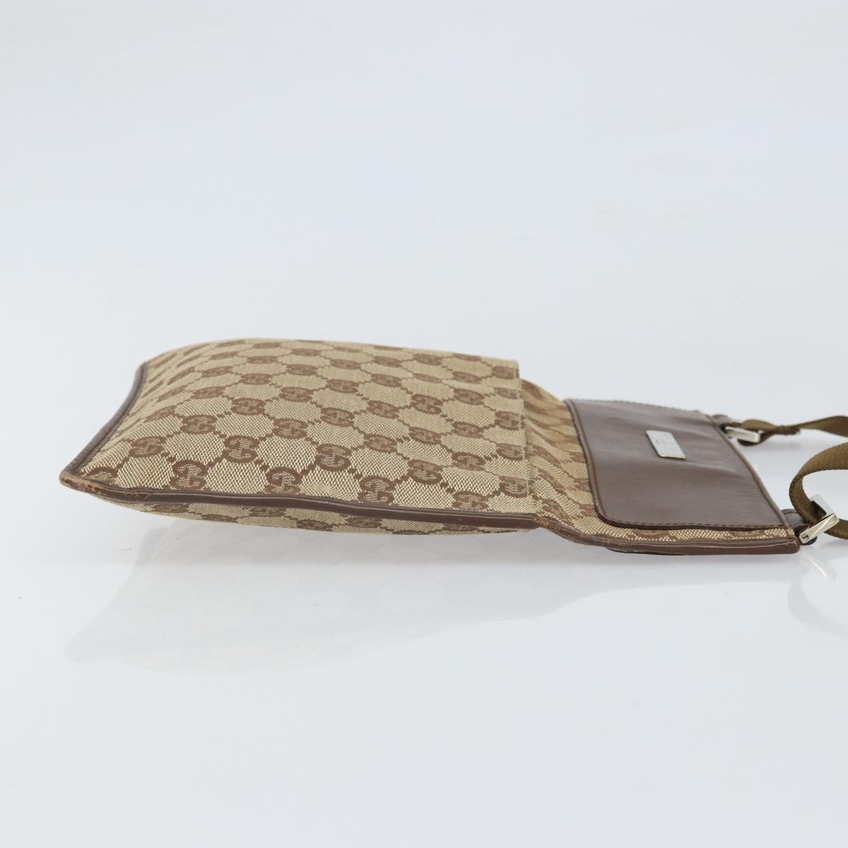 GUCCI GG Canvas Shoulder Bag Beige Silver 27639 Auth 170299