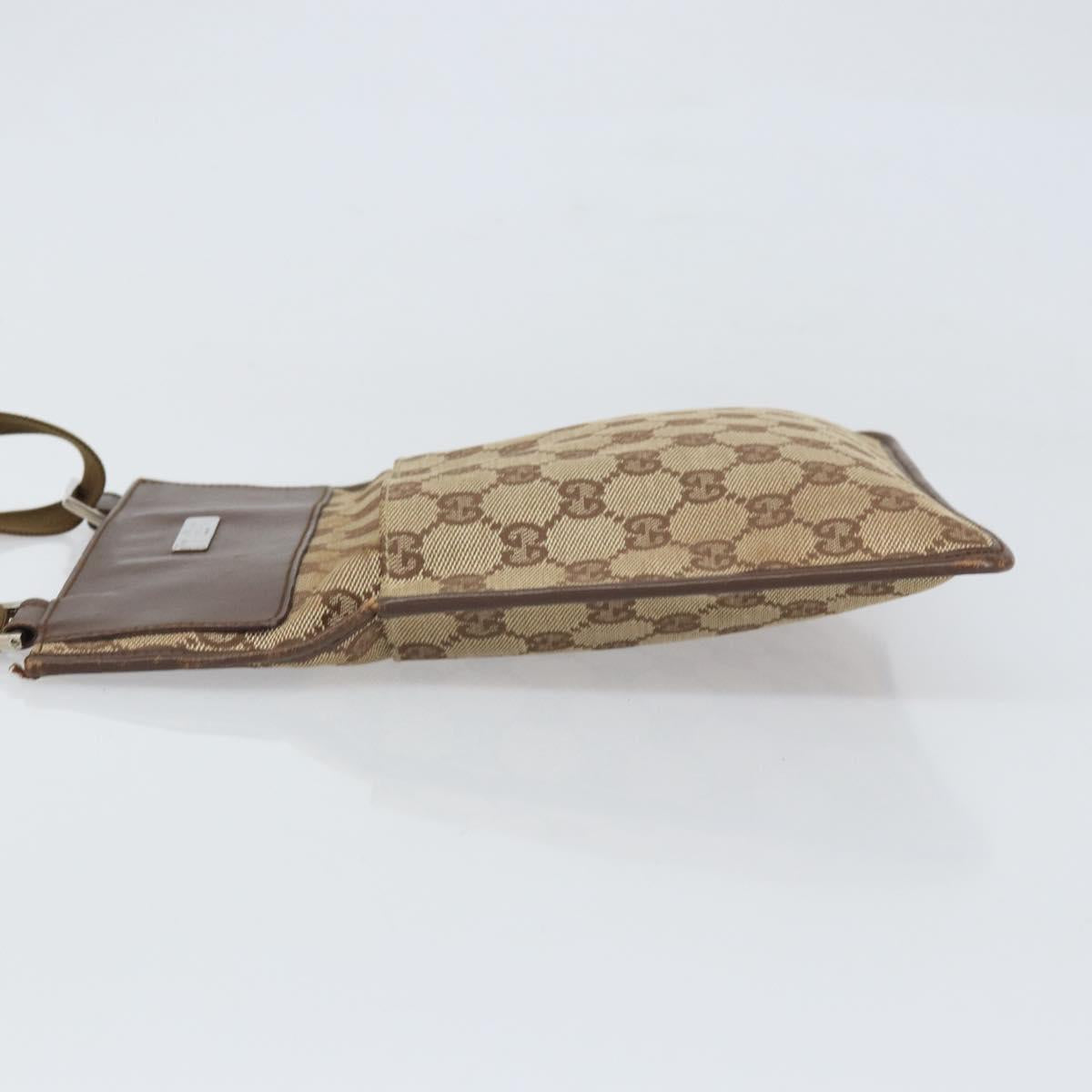 GUCCI GG Canvas Shoulder Bag Beige Silver 27639 Auth 170299
