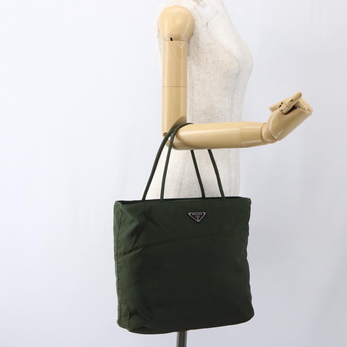 PRADA Tote Bag Nylon Green Auth 170300