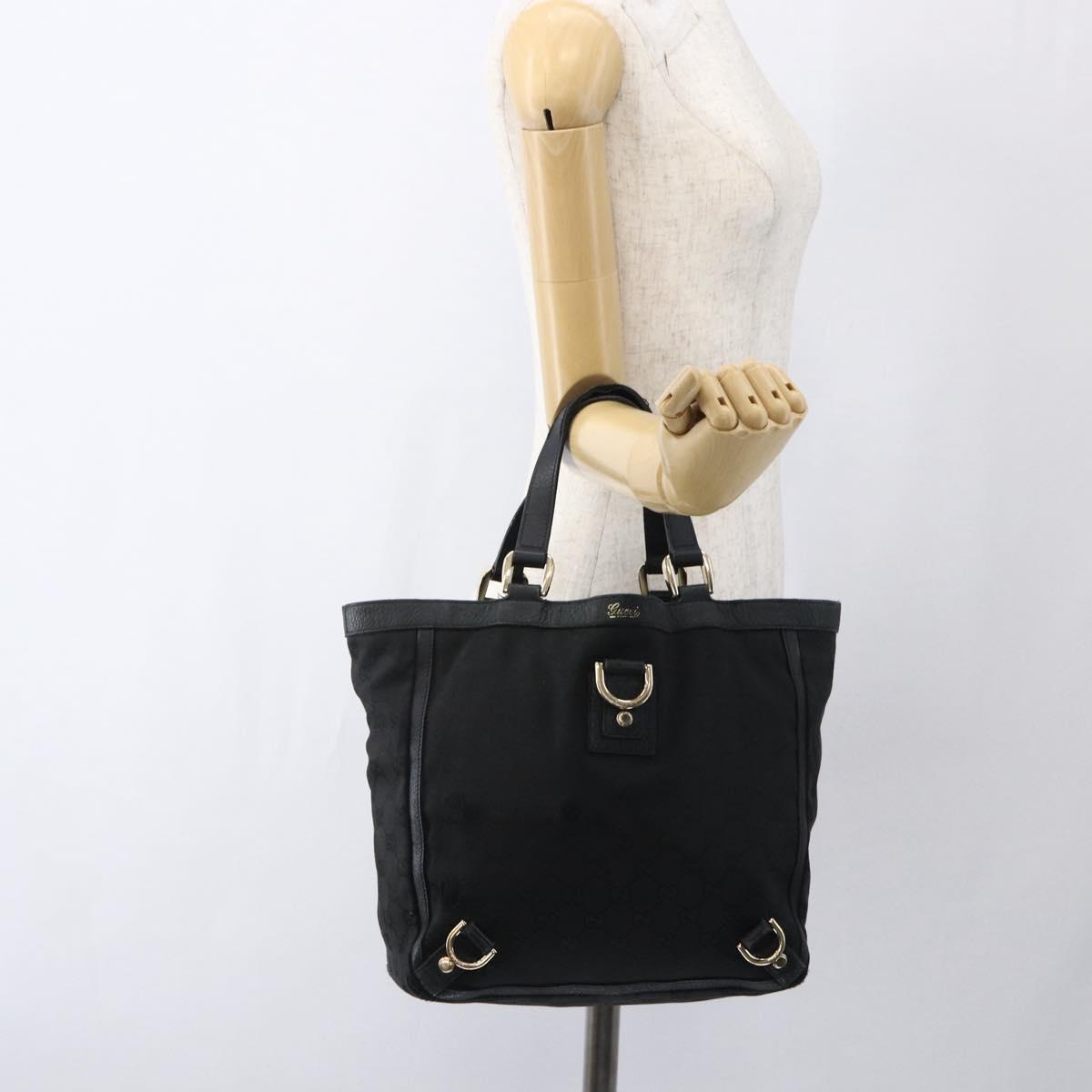 GUCCI GG Canvas Abbey Tote Bag Black Gold 130739 Auth 170301