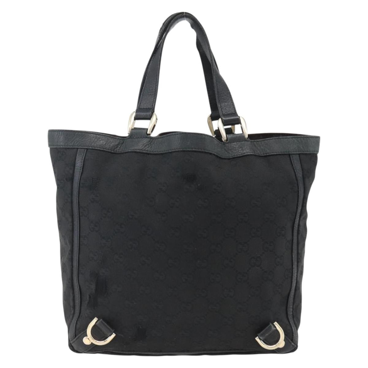 GUCCI GG Canvas Abbey Tote Bag Black Gold 130739 Auth 170301