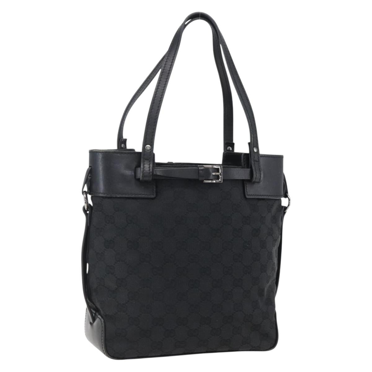 GUCCI GG Canvas Hand Bag Black Silver 107757 Auth 170302
