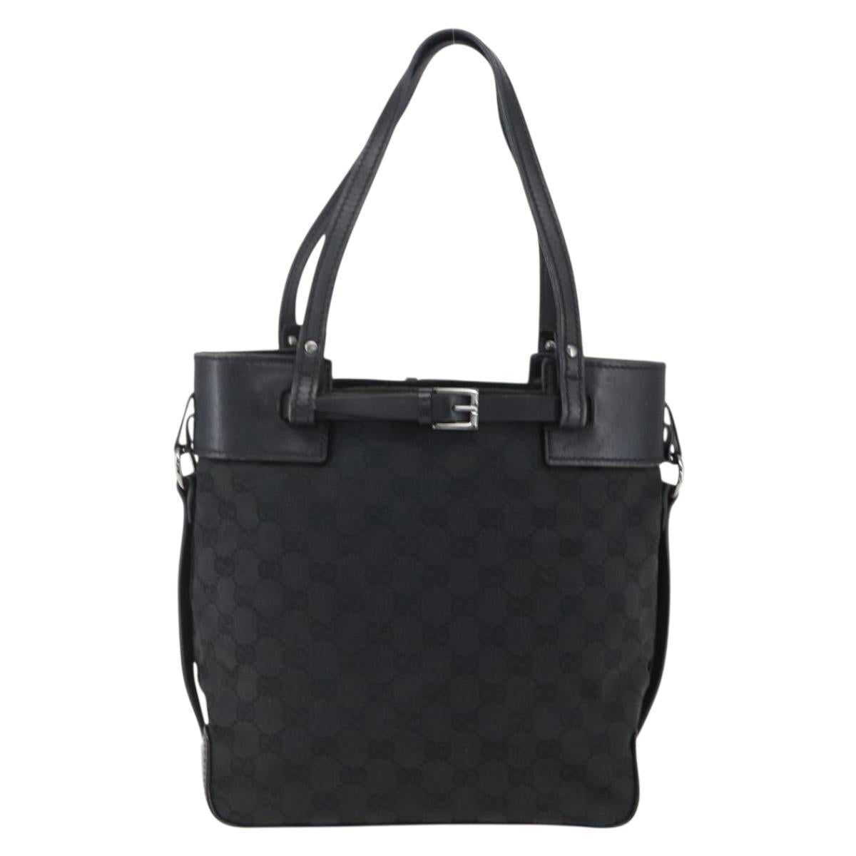 GUCCI GG Canvas Hand Bag Black Silver 107757 Auth 170302