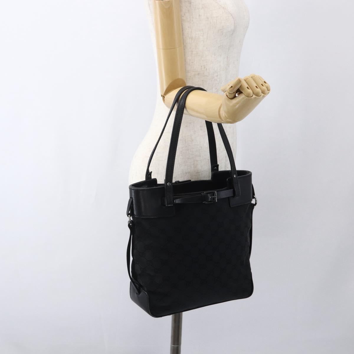 GUCCI GG Canvas Hand Bag Black Silver 107757 Auth 170302