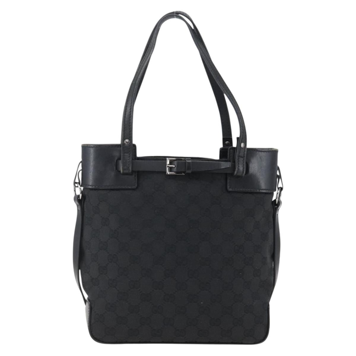 GUCCI GG Canvas Hand Bag Black Silver 107757 Auth 170302