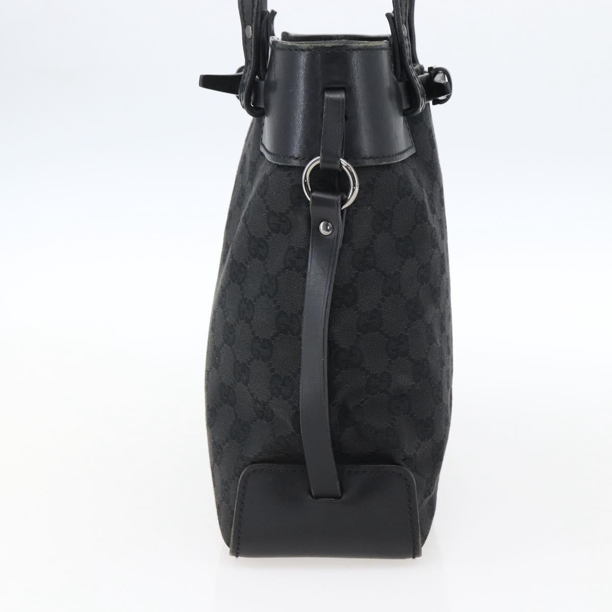 GUCCI GG Canvas Hand Bag Black Silver 107757 Auth 170302