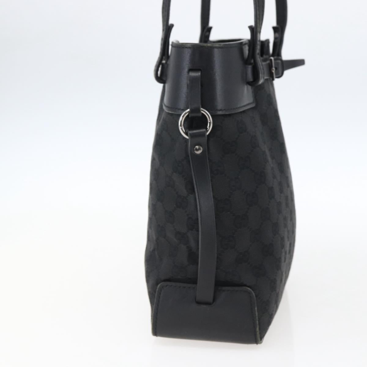 GUCCI GG Canvas Hand Bag Black Silver 107757 Auth 170302