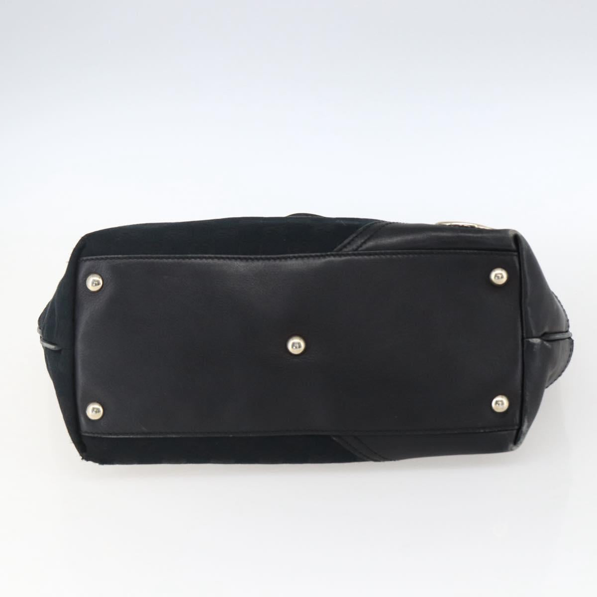 GUCCI GG Canvas Tote Bag Black Gold 169946 Auth 170305