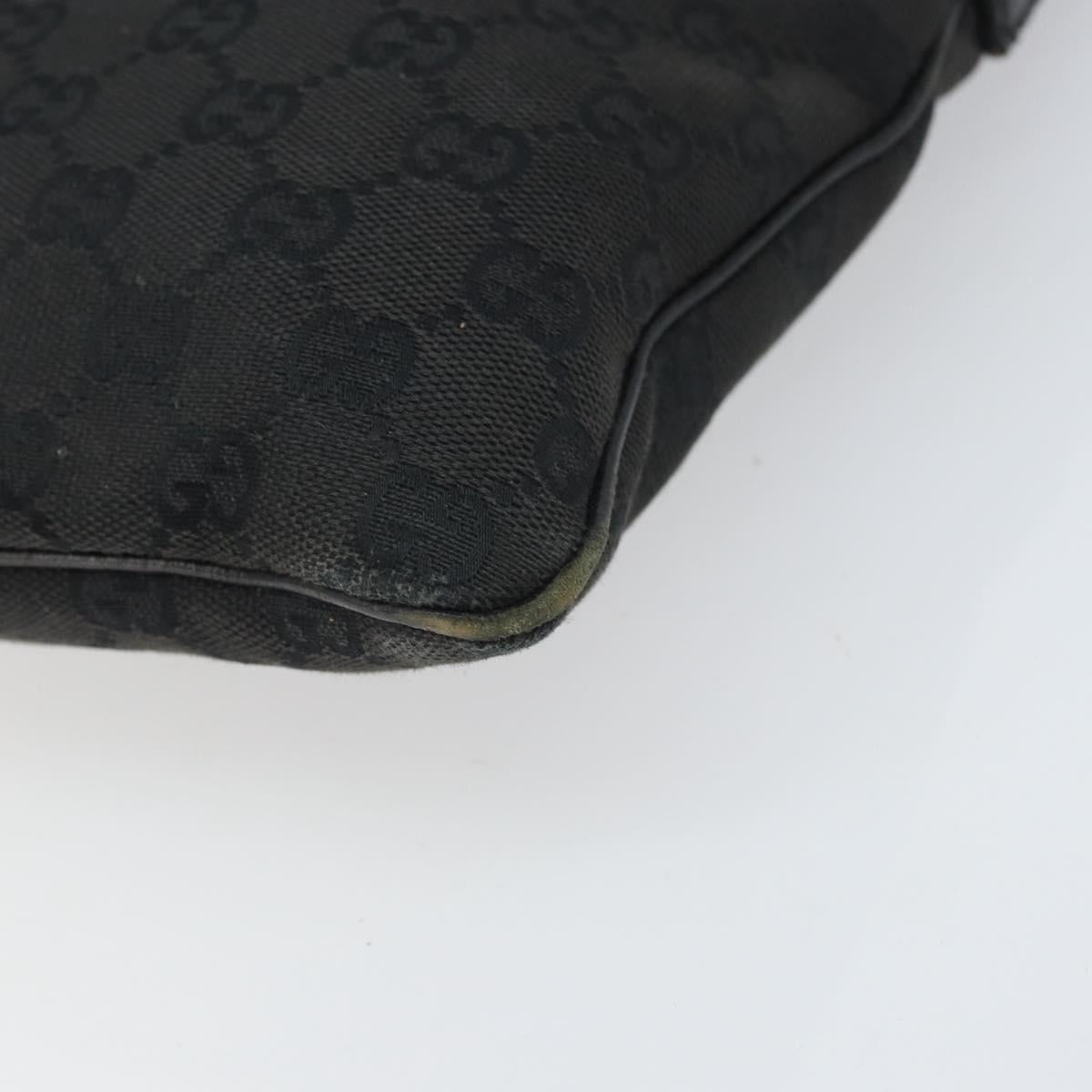 GUCCI GG Canvas Shoulder Bag Black Silver 113013 Auth 170306