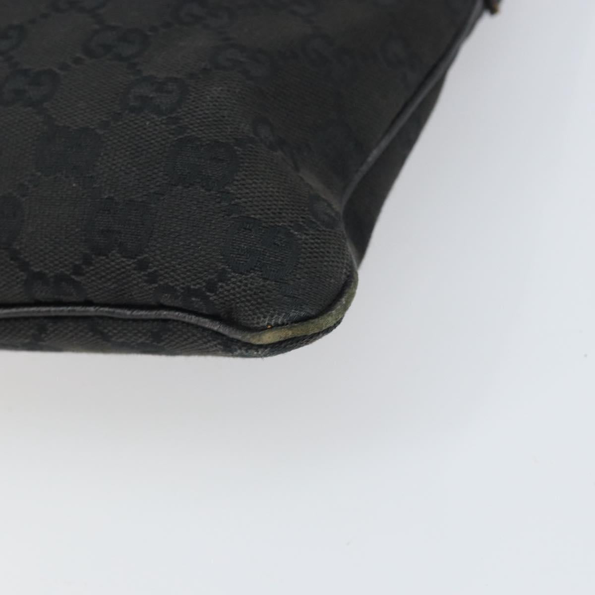 GUCCI GG Canvas Shoulder Bag Black Silver 113013 Auth 170306