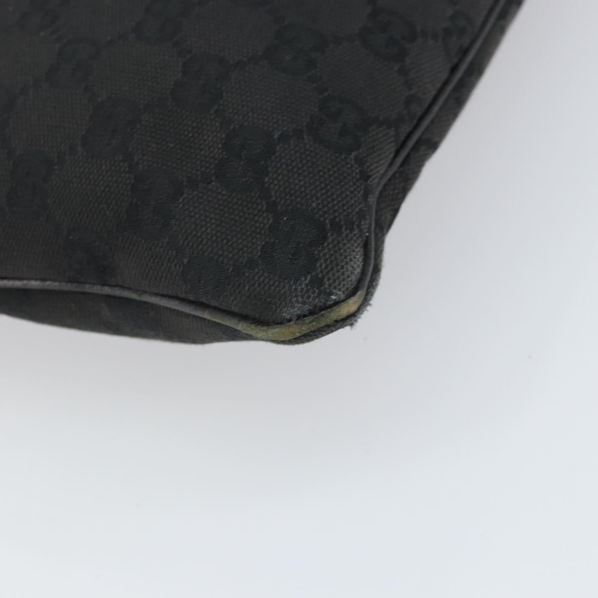 GUCCI GG Canvas Shoulder Bag Black Silver 113013 Auth 170306