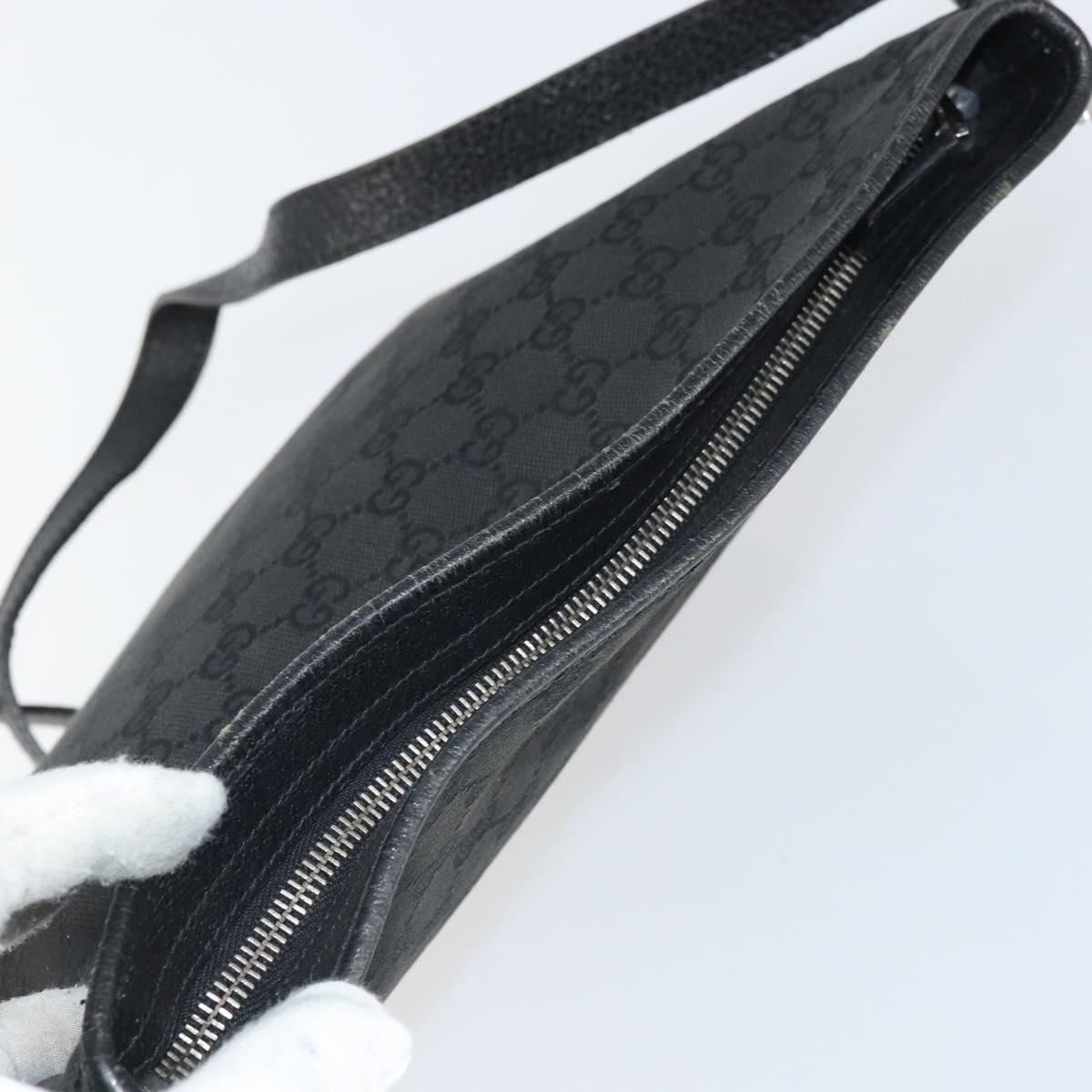 GUCCI GG Canvas Shoulder Bag Black Silver 113013 Auth 170306