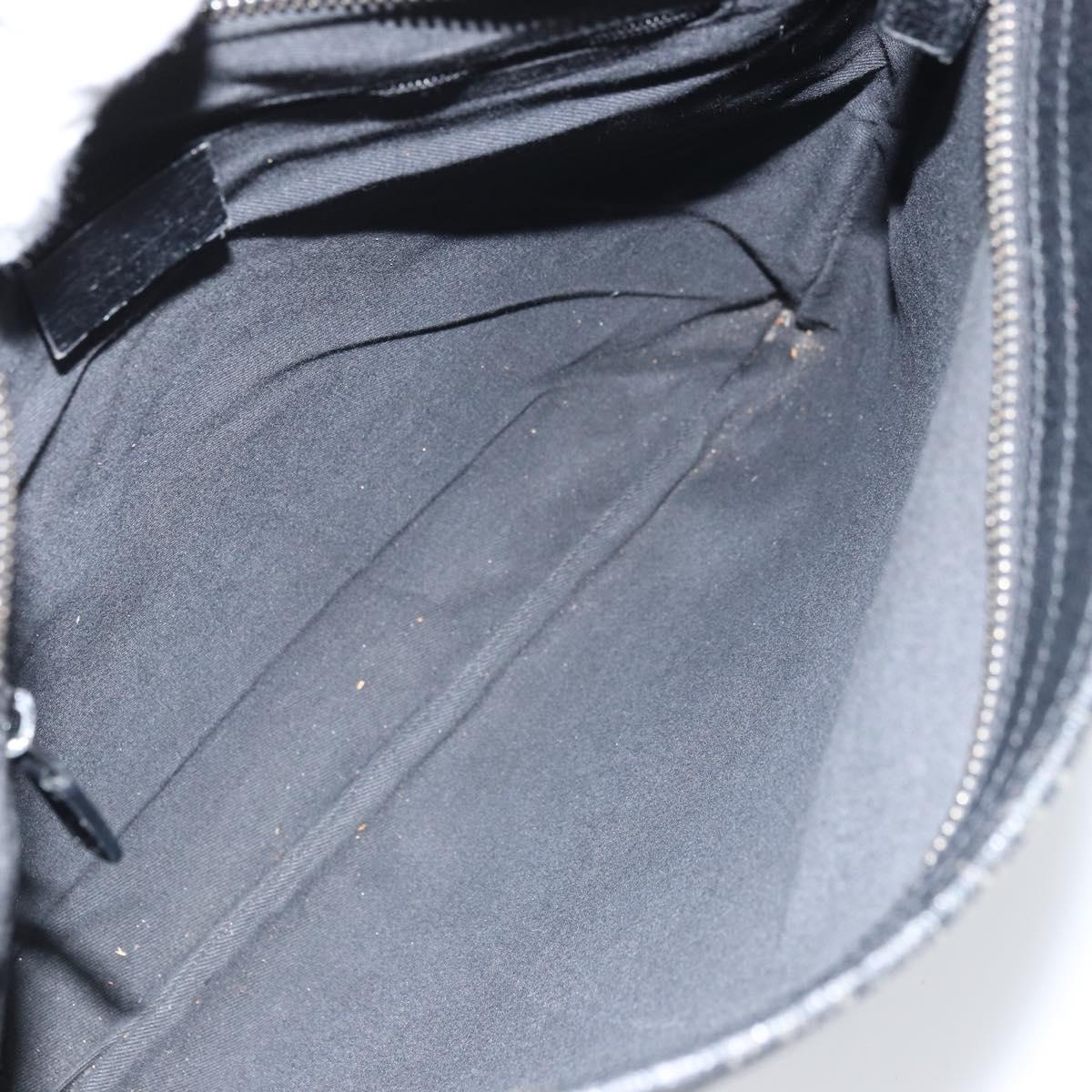 GUCCI GG Canvas Shoulder Bag Black Silver 113013 Auth 170306