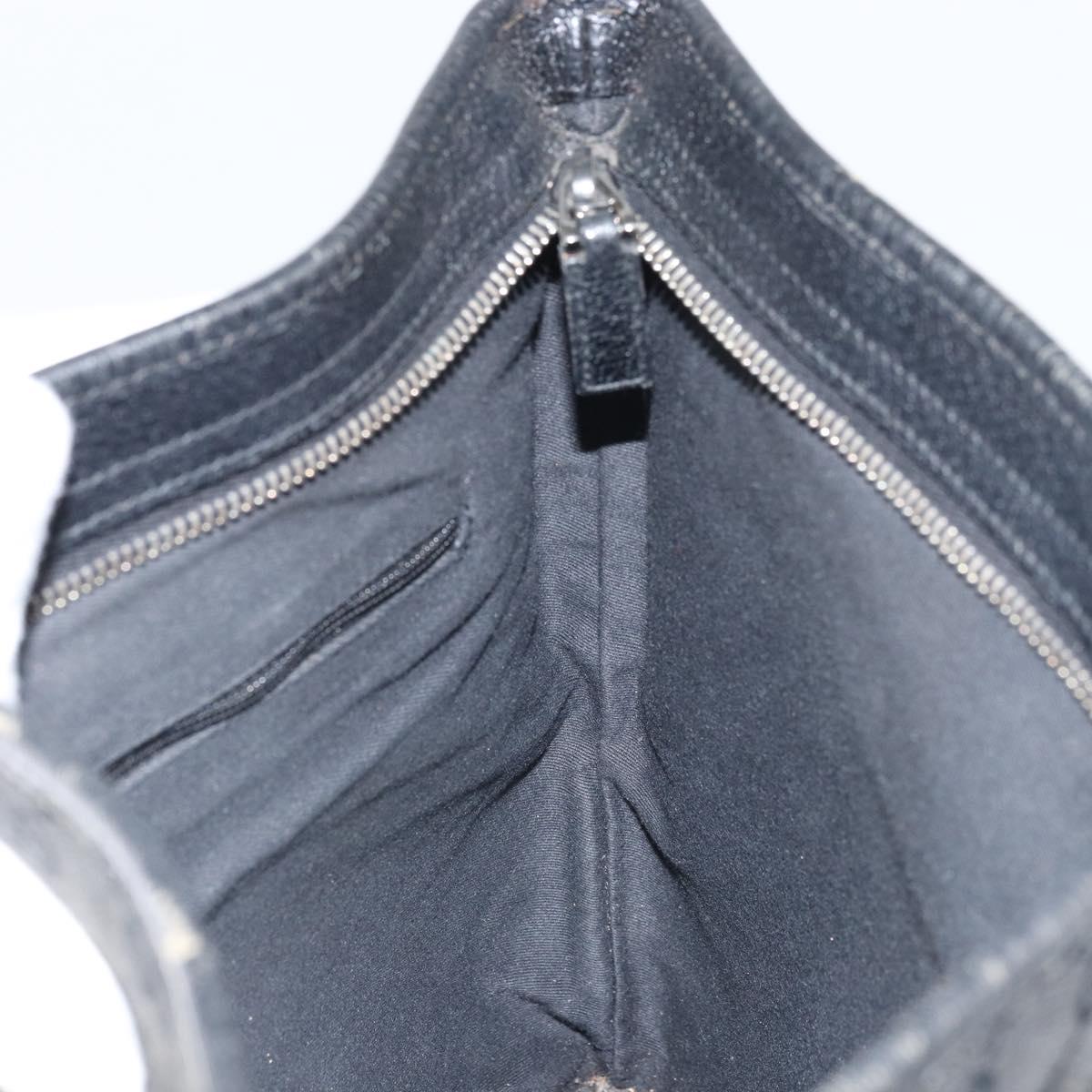 GUCCI GG Canvas Shoulder Bag Black Silver 113013 Auth 170306