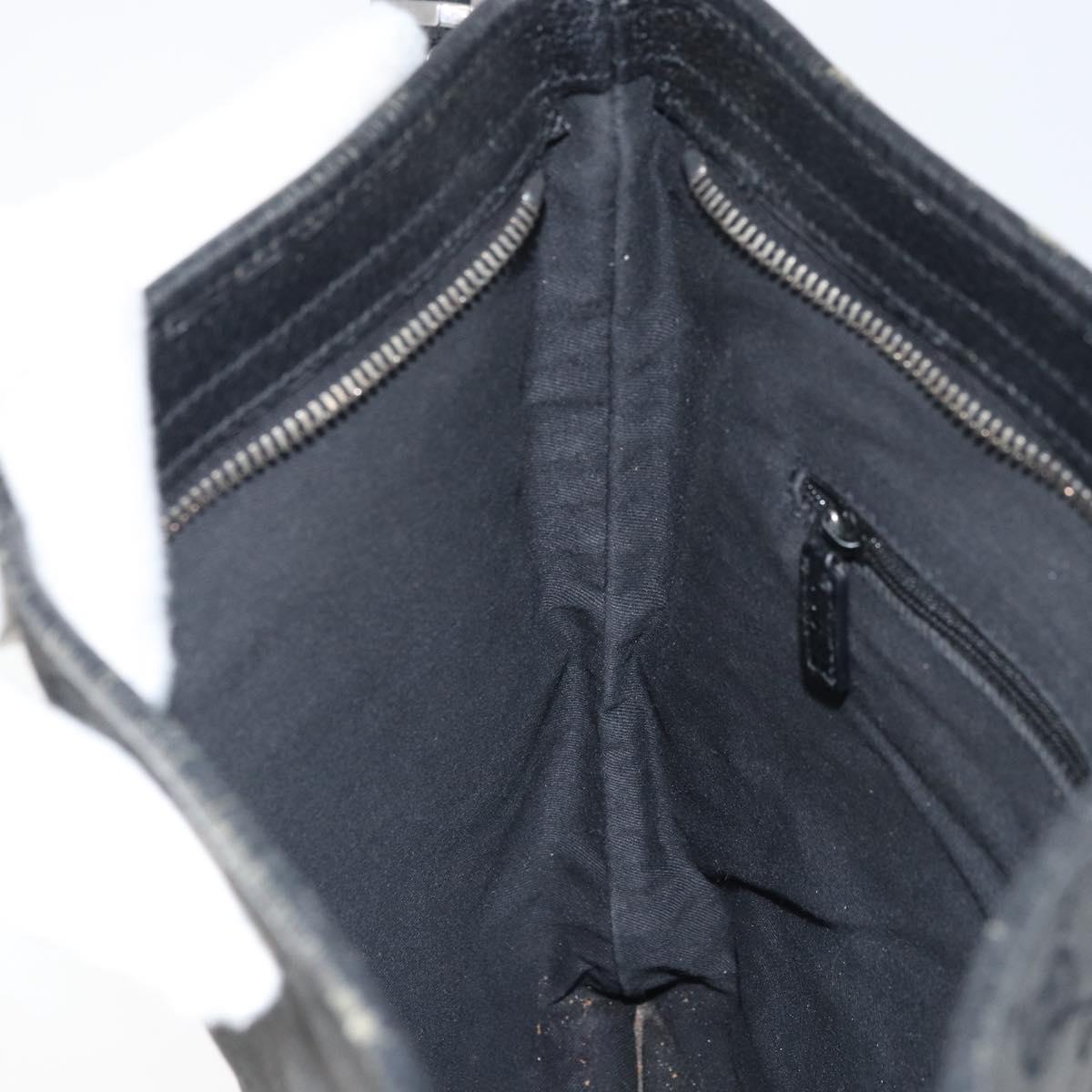 GUCCI GG Canvas Shoulder Bag Black Silver 113013 Auth 170306