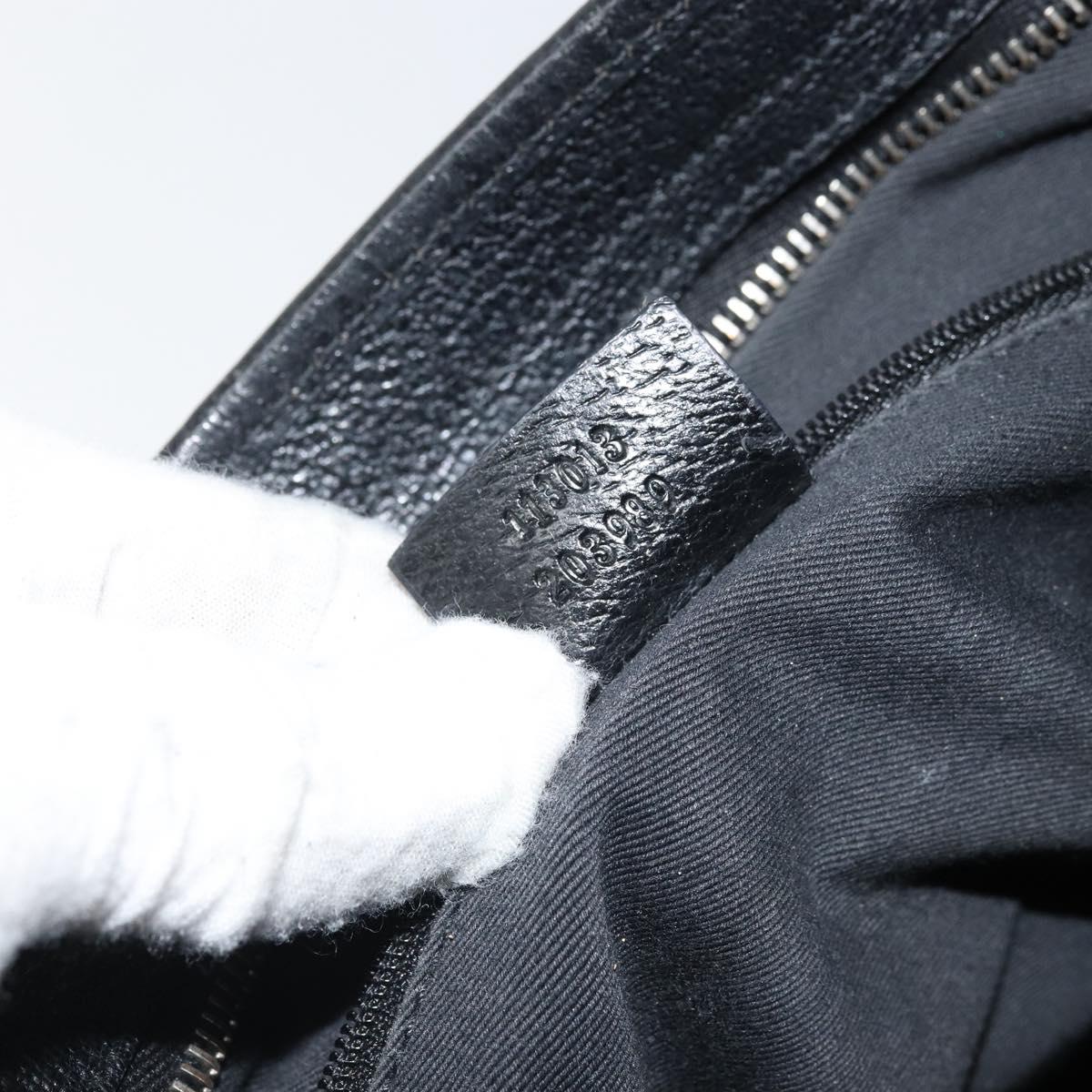 GUCCI GG Canvas Shoulder Bag Black Silver 113013 Auth 170306