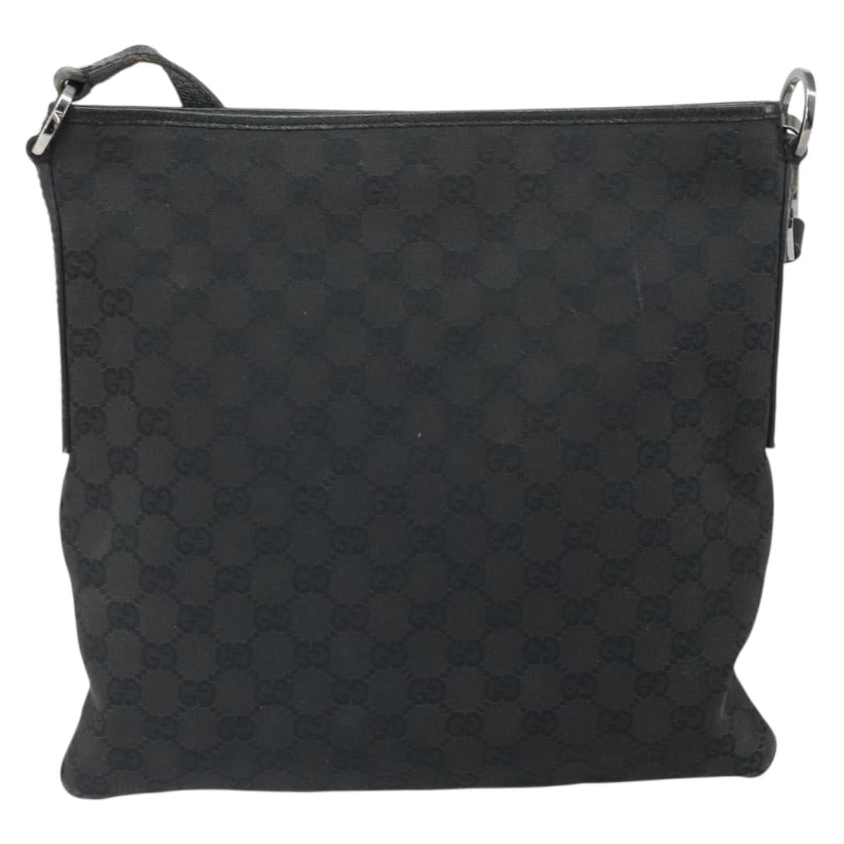 GUCCI GG Canvas Shoulder Bag Black Silver 113013 Auth 170306