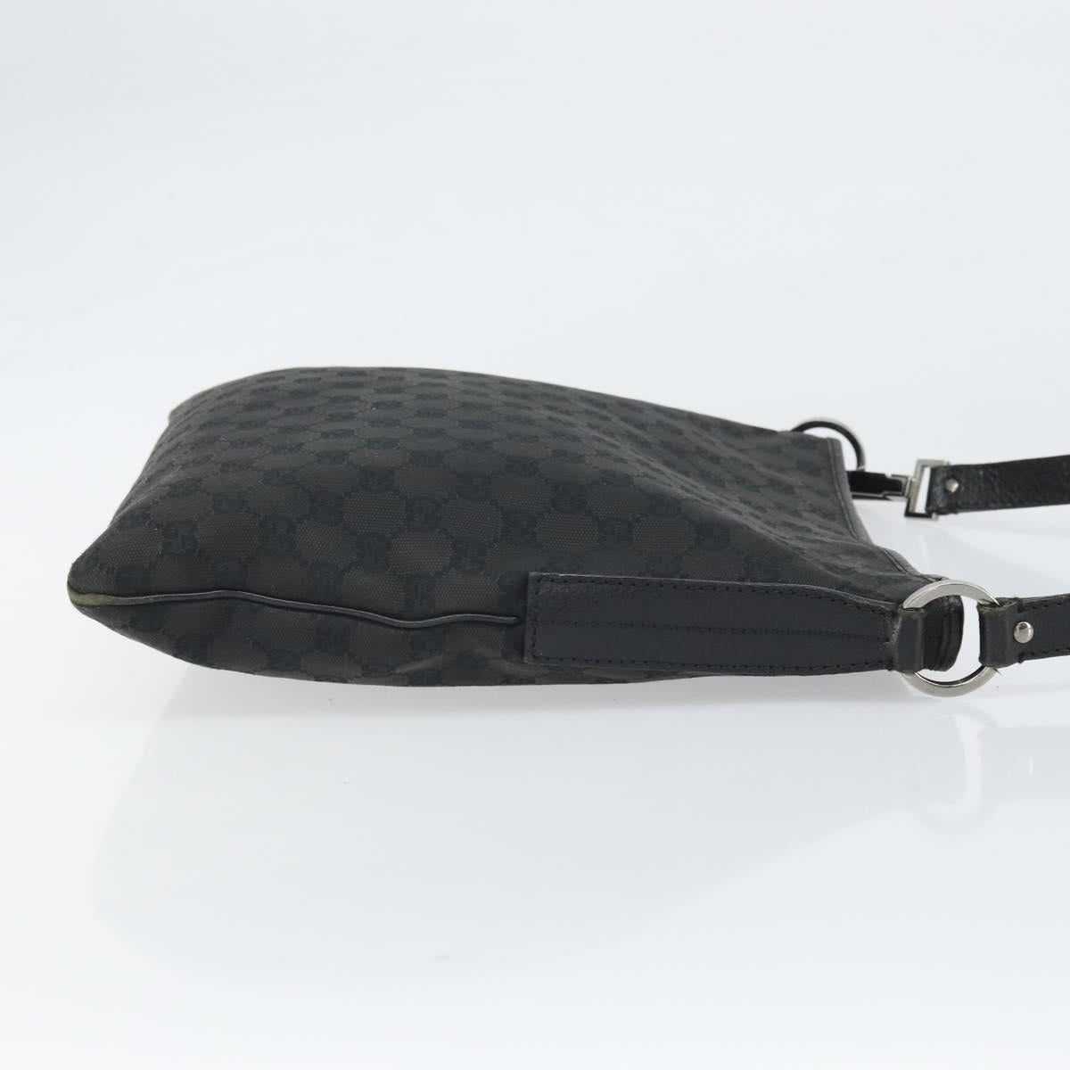 GUCCI GG Canvas Shoulder Bag Black Silver 113013 Auth 170306