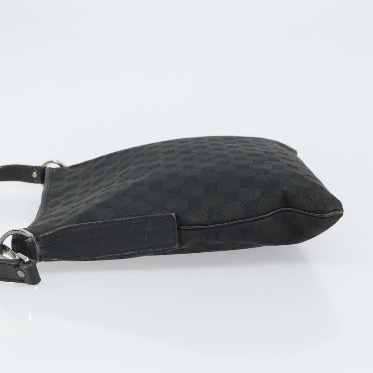 GUCCI GG Canvas Shoulder Bag Black Silver 113013 Auth 170306