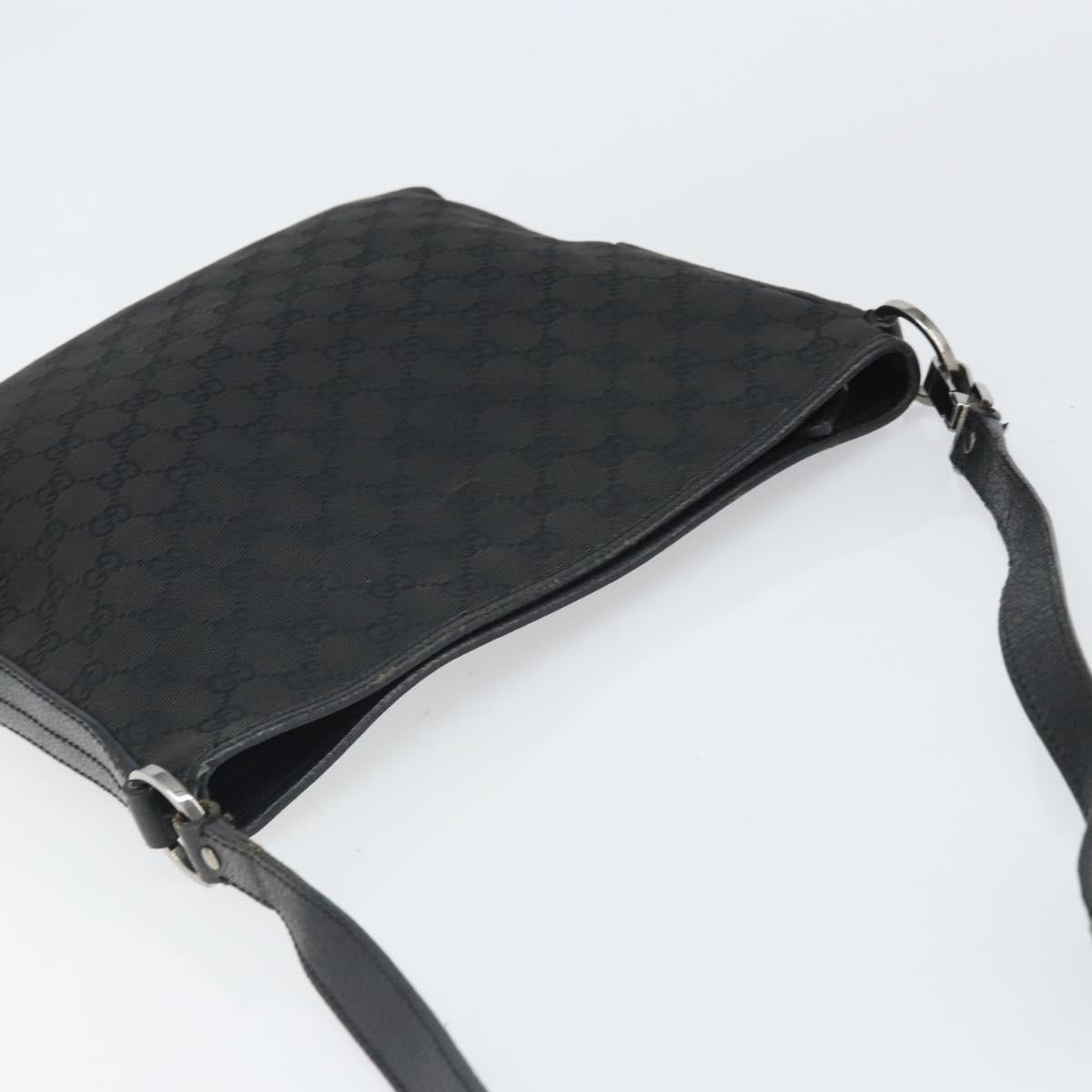 GUCCI GG Canvas Shoulder Bag Black Silver 113013 Auth 170306