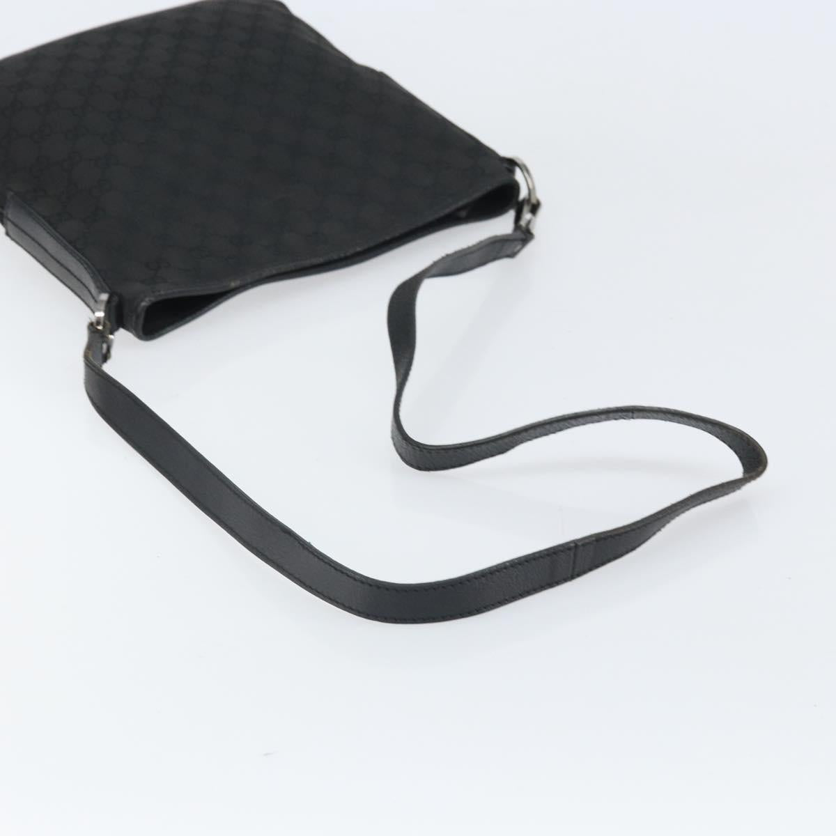 GUCCI GG Canvas Shoulder Bag Black Silver 113013 Auth 170306