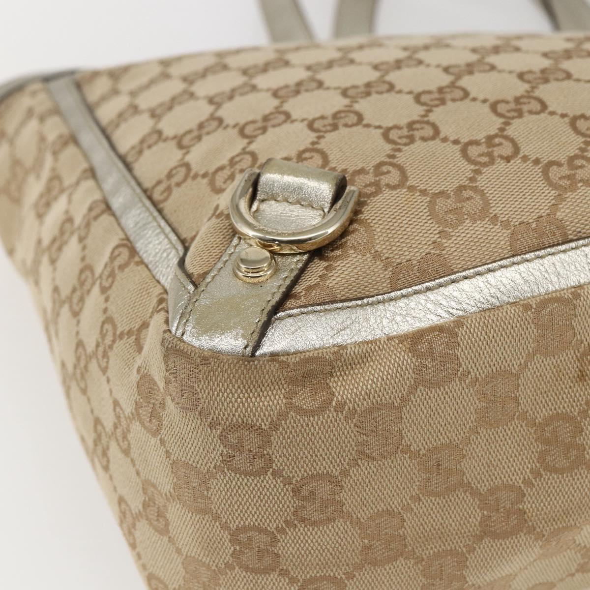 GUCCI GG Canvas Tote Bag Beige Gold 141472 Auth 170307