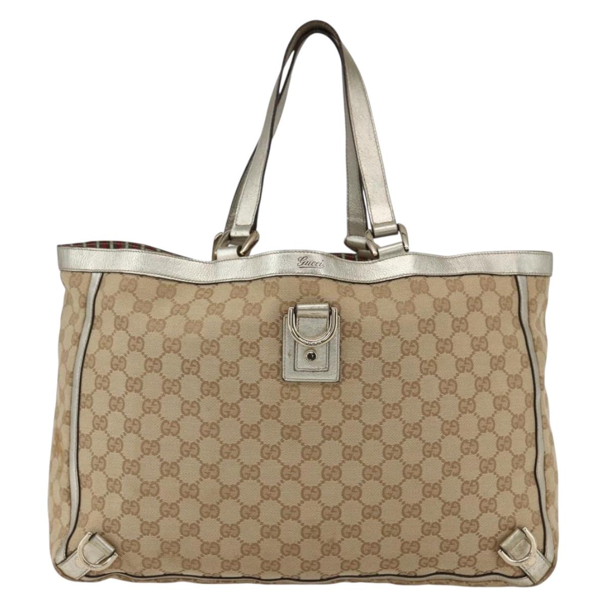 GUCCI GG Canvas Tote Bag Beige Gold 141472 Auth 170307