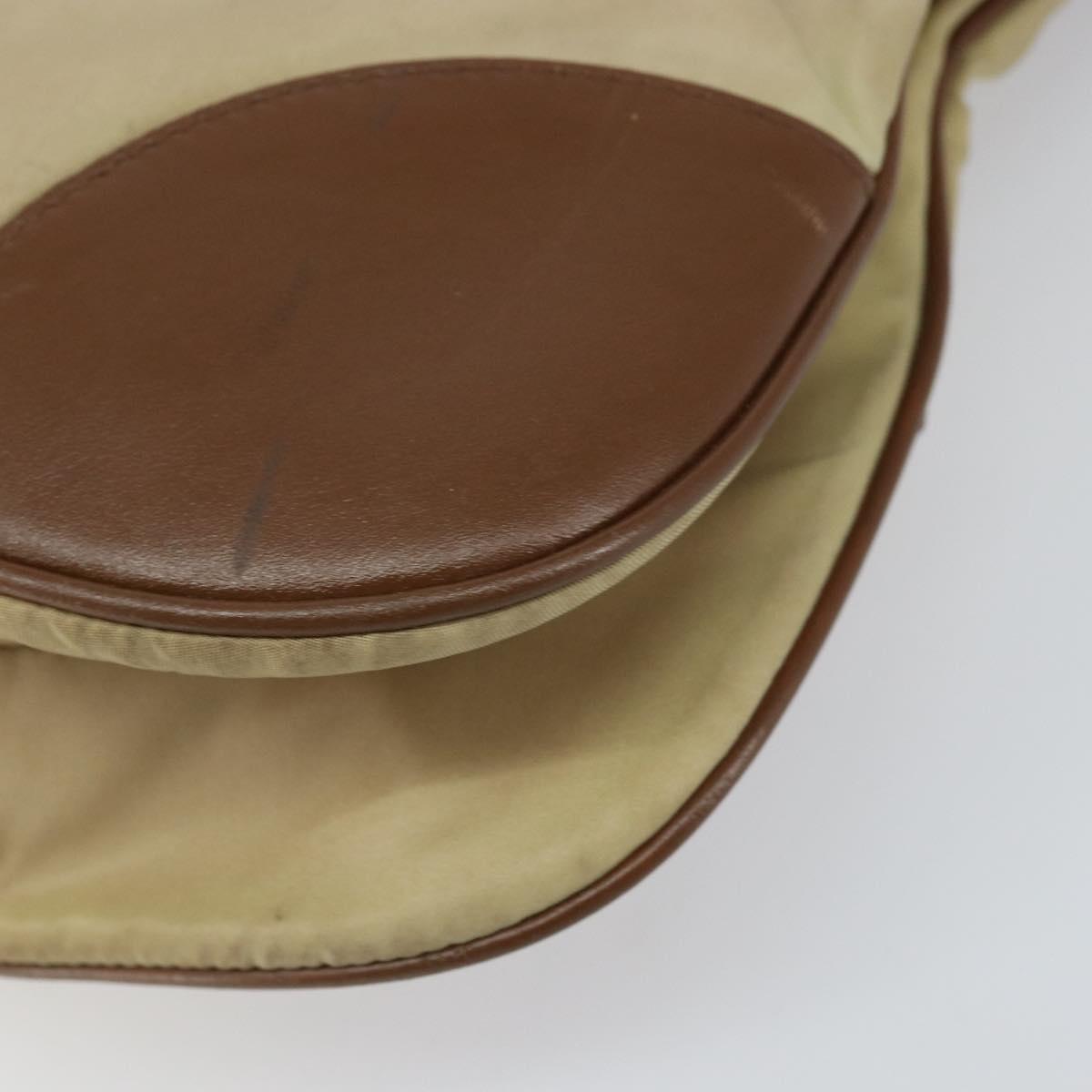 PRADA Shoulder Bag Nylon Beige Gold Auth 170308
