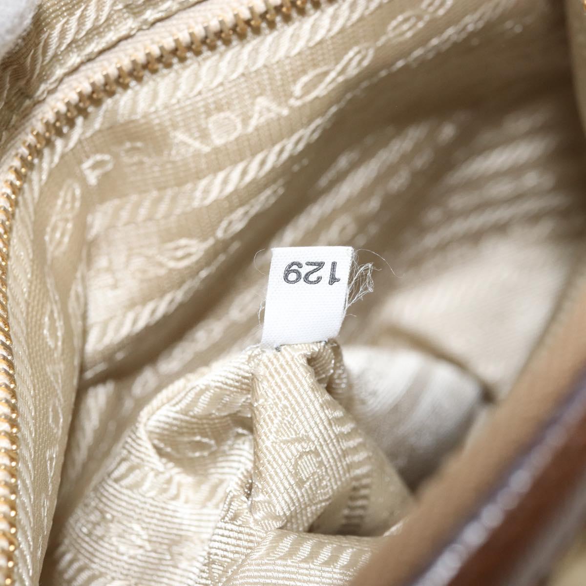 PRADA Shoulder Bag Nylon Beige Gold Auth 170308
