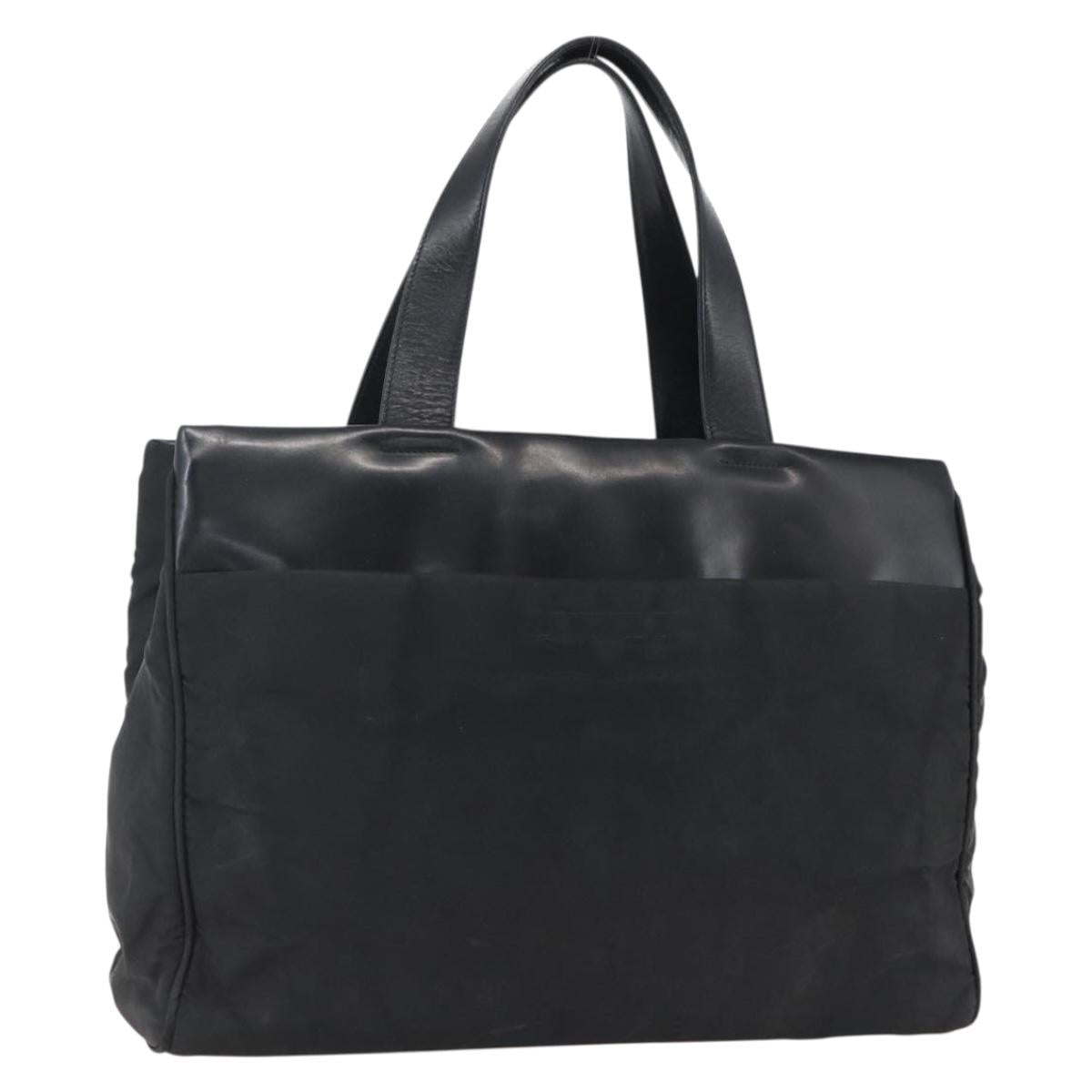PRADA Hand Bag Nylon Black Silver Auth 170309
