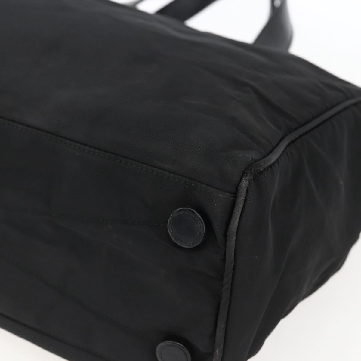 PRADA Hand Bag Nylon Black Silver Auth 170309